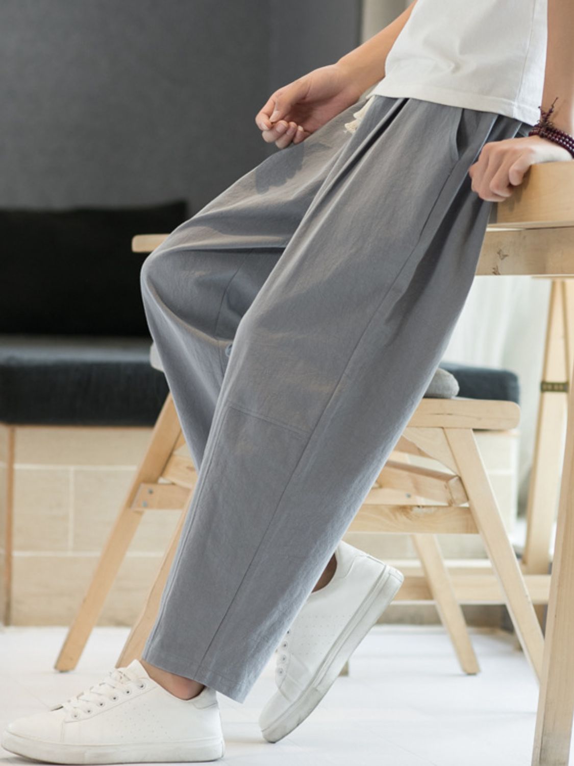 Men's Plus Size Cropped Straight Pants - Clothes For Her Online Store
