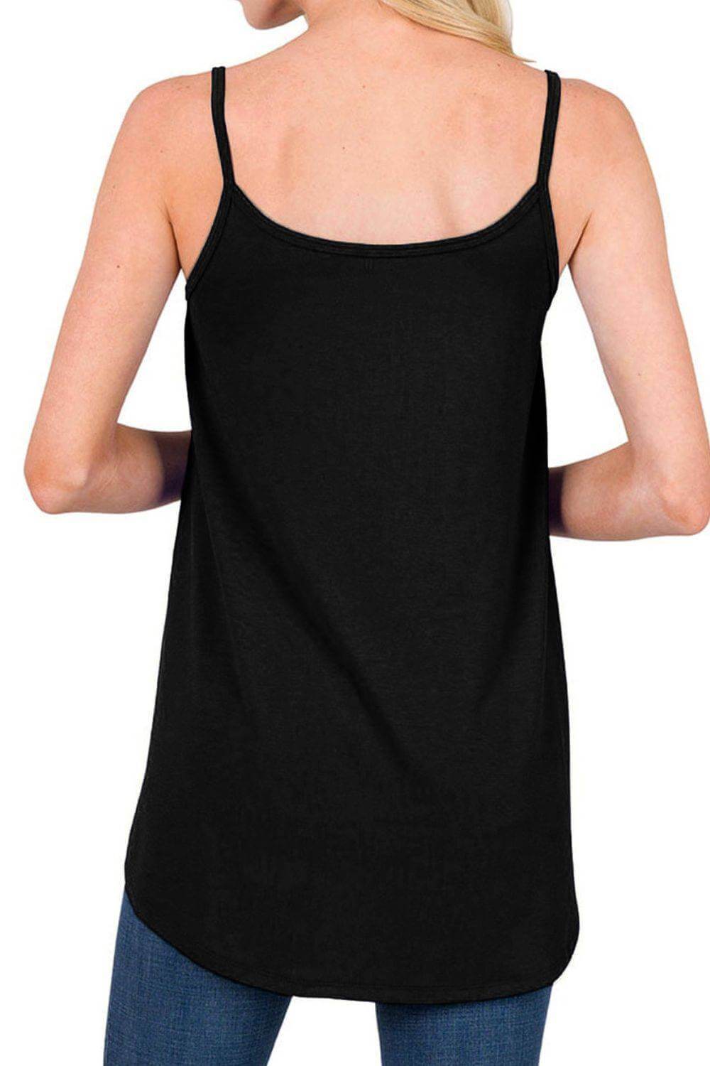 Full Size Spaghetti Strap V-Neck Flowy Tunic Cami - Clothes For Her Online Store