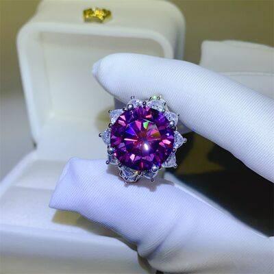 10 Carat Moissanite 925 Sterling Silver Flower Shape Ring - Clothes For Her Online Store