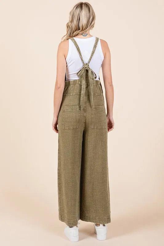 Mittoshop Textured Wide Leg Overalls