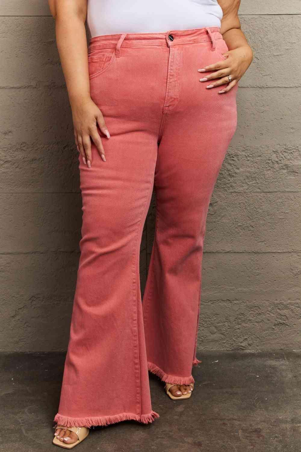 RISEN Bailey Full Size High Waist Side Slit Flare Jeans - Clothes For Her Online Store