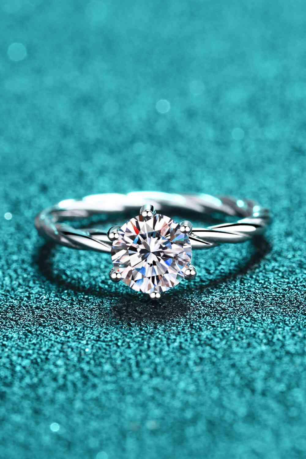 1 Carat Moissanite 6-Prong Twisted Ring - Clothes For Her Online Store