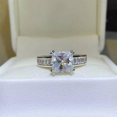 3 Carat Moissanite 925 Sterling Silver Square Shape Ring - Clothes For Her Online Store