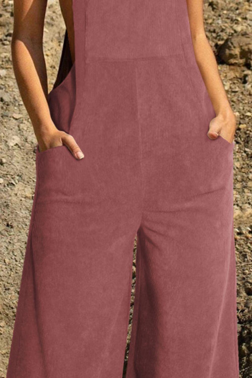 Pocketed Wide Leg Overall - Clothes For Her Online Store