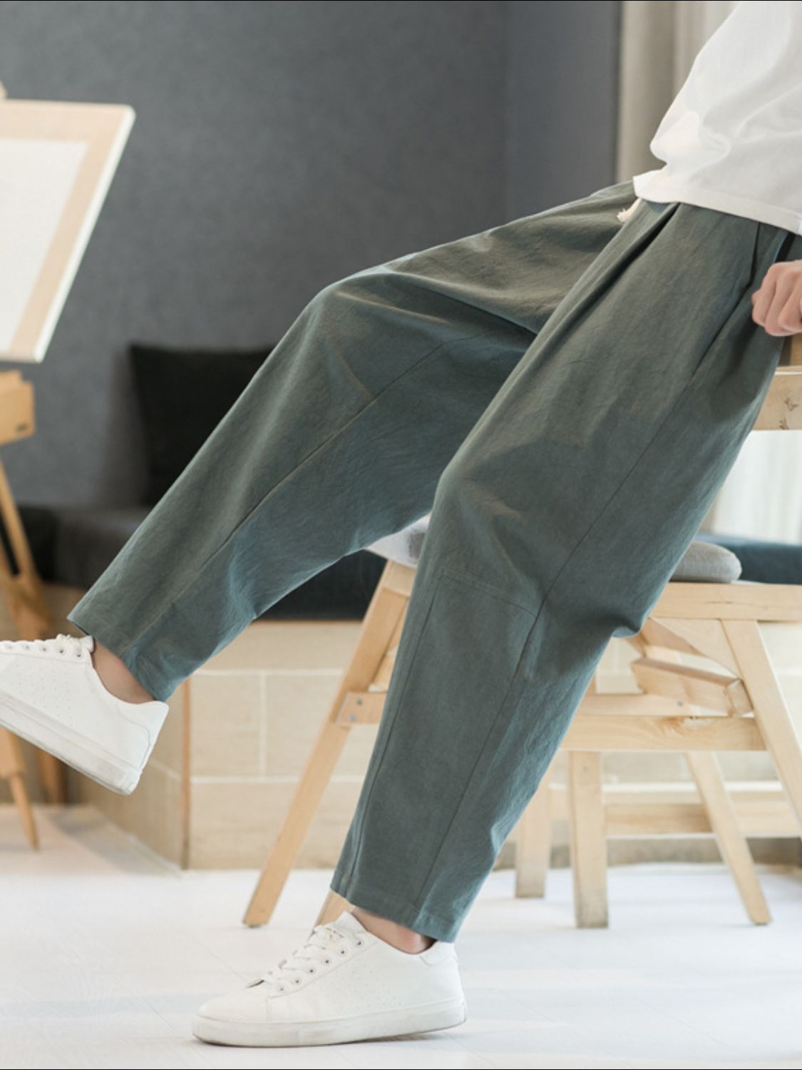 Men's Plus Size Cropped Straight Pants - Clothes For Her Online Store