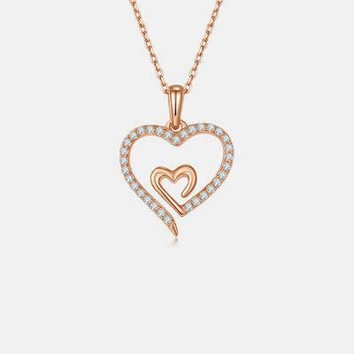Moissanite 925 Sterling Silver Heart Pendant Necklace - Clothes For Her Online Store