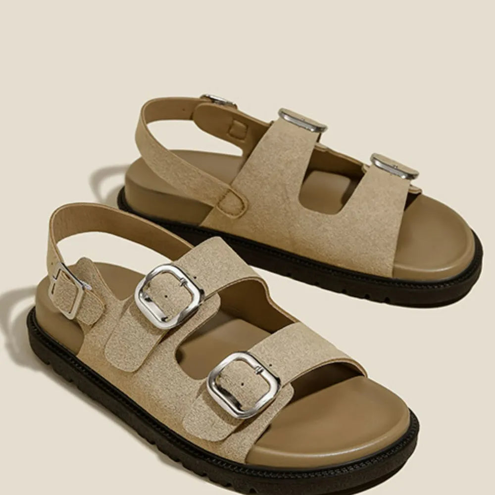 Open Toe Double Buckle Sandals