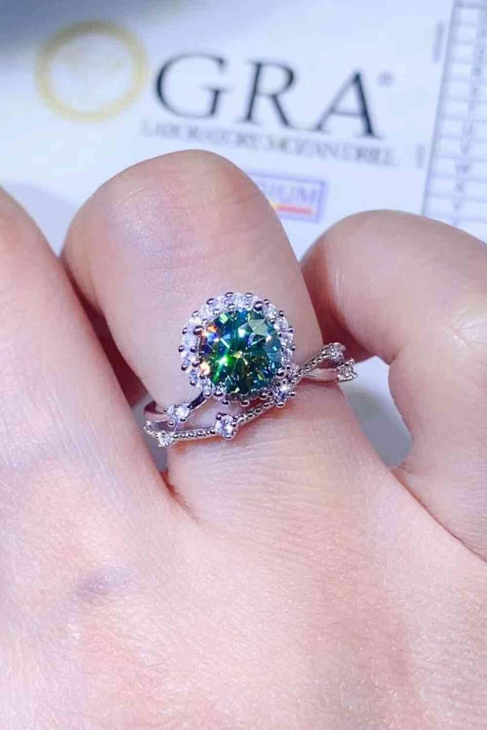 1 Carat Moissanite Platinum-Plated Ring - Clothes For Her Online Store