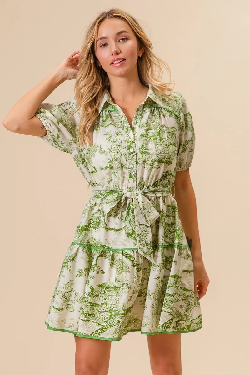 BiBi Woven Printed Tiered Dress