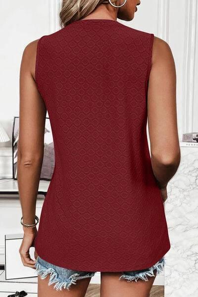 Florira Eyelet Round Neck Tank - Clothes For Her Online Store