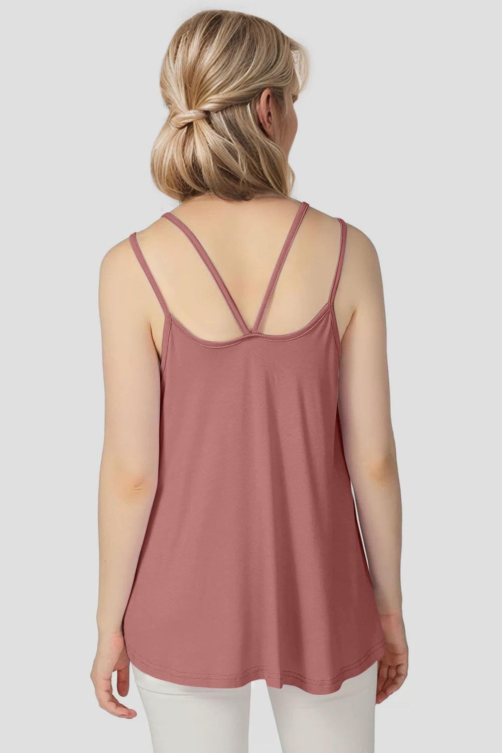 Basic Bae Bamboo Scoop Neck Double Spaghetti Straps Cami - Clothes For Her Online Store
