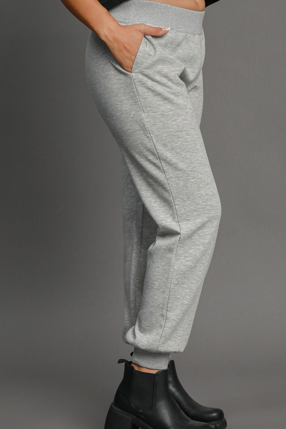 Umgee Full Size High Rise Elastic Waist Knit Joggers with Pockets Plus Size - Clothes For Her Online Store