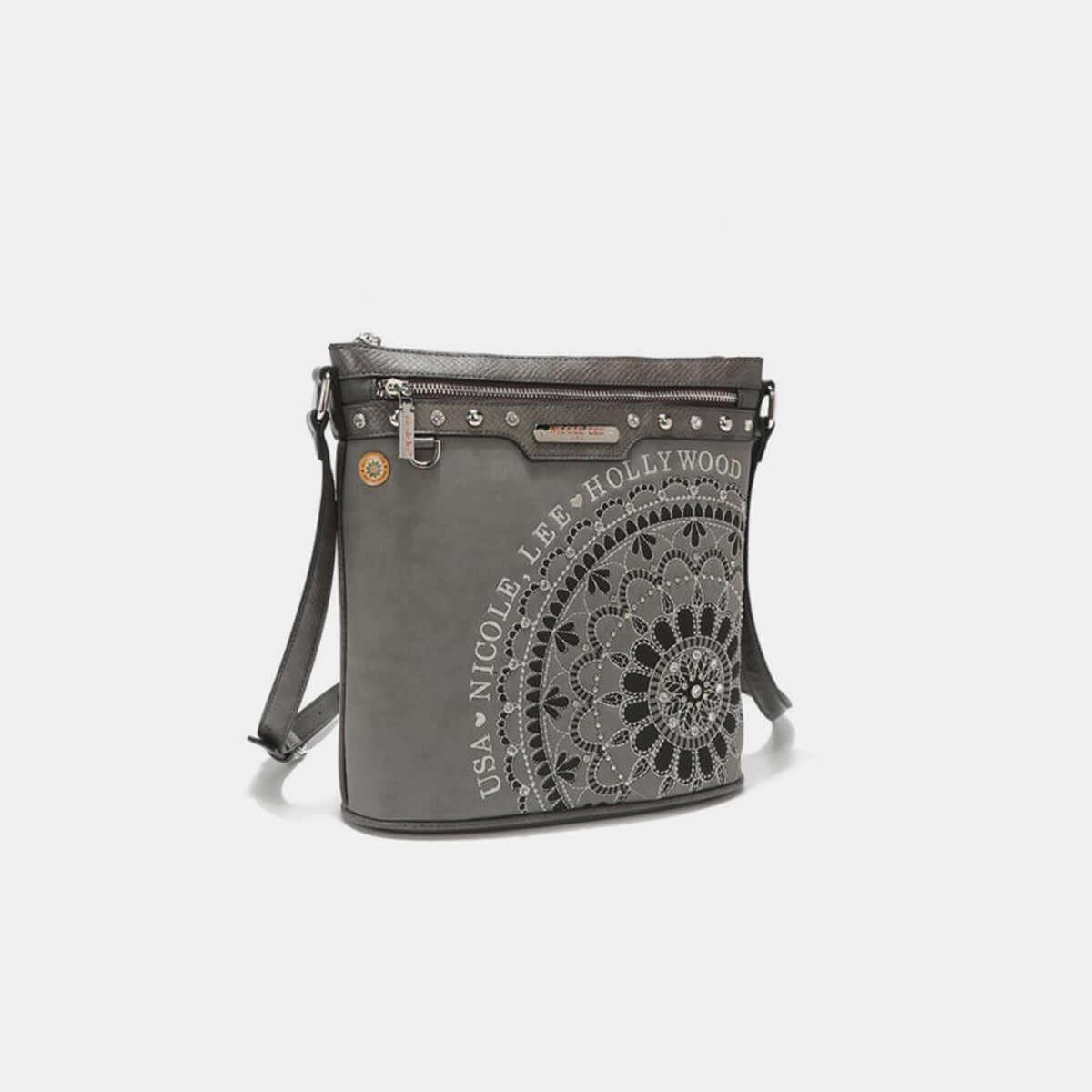 Nicole Lee USA Metallic Stitching Embroidery Inlaid Rhinestone Crossbody Bag - Clothes For Her Online Store