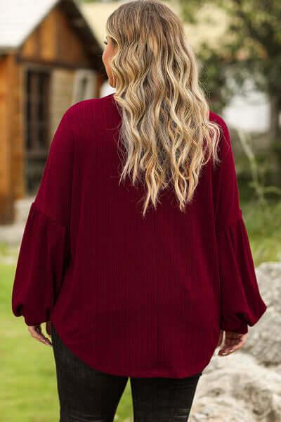 Plus Size Round Neck Dropped Shoulder T-Shirt - Clothes For Her Online Store