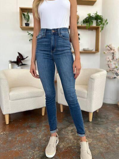 Judy Blue Full Size Cuffed Hem Skinny Jeans - Clothes For Her Online Store