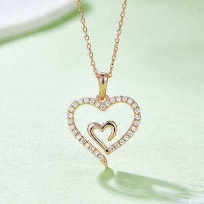 Moissanite 925 Sterling Silver Heart Pendant Necklace - Clothes For Her Online Store