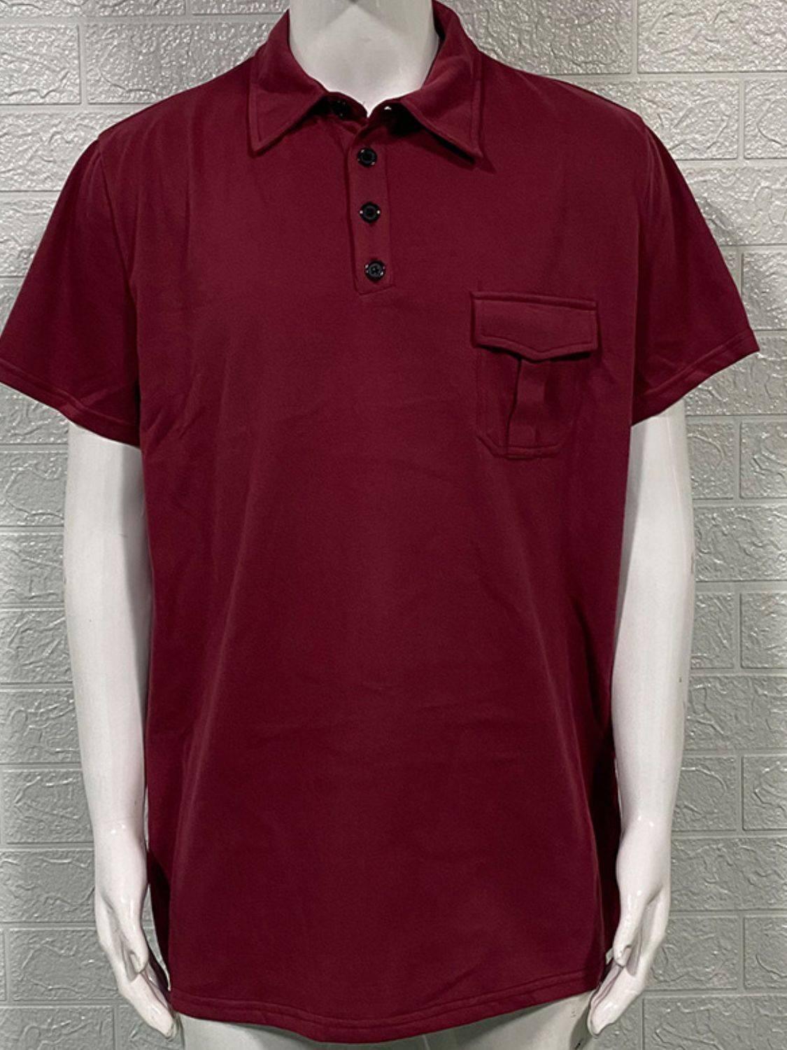 Men's Full Size Collared Neck Short Sleeve Polo Plus Size - Clothes For Her Online Store