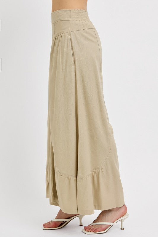 RISEN Shirring Detail Wide Leg Pants - Clothes For Her Online Store