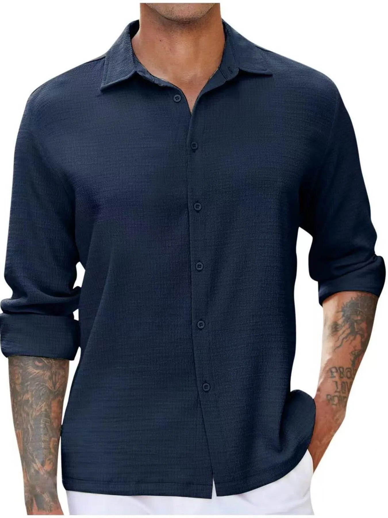 Men's Full Size Long Sleeve Button Down Shirt Plus Size