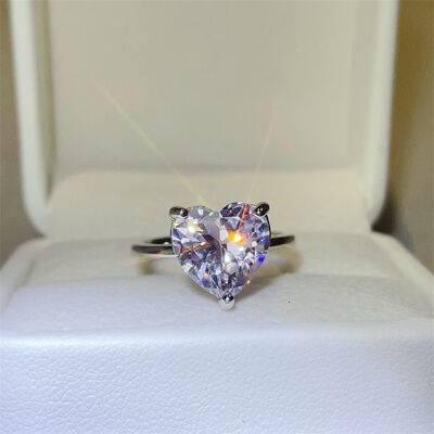5 Carat 925 Sterling Silver Moissanite Heart Shape Ring - Clothes For Her Online Store