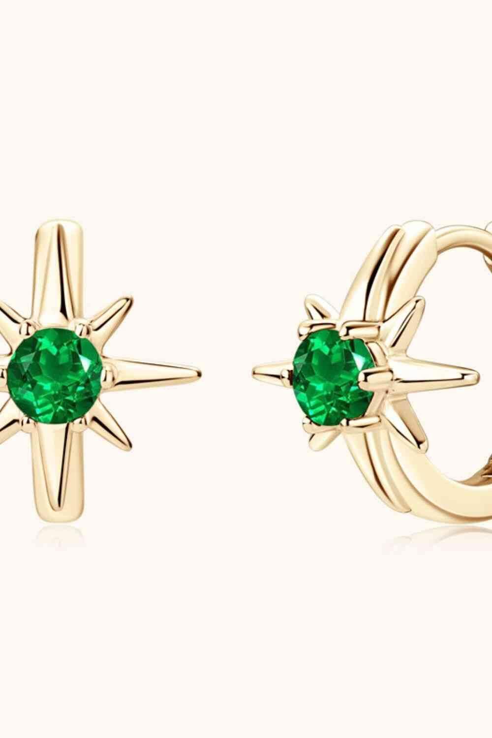 Lab-Grown Emerald Huggie Earrings - Clothes For Her Online Store