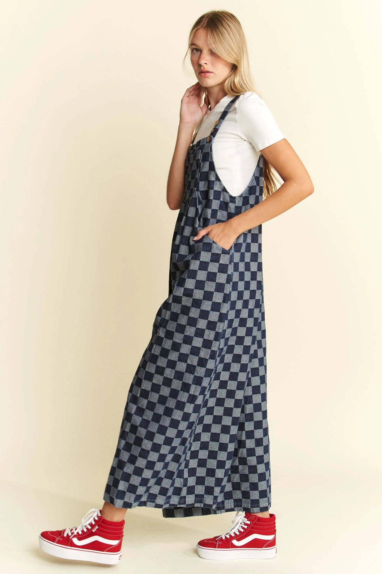 Jade By Jane Denim Checkered Jumpsuit - Clothes For Her Online Store