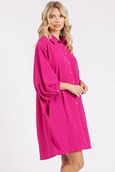 Mittoshop Airflow 3/4 Sleeve Buttoned Shirt Mini Dress - Clothes For Her Online Store