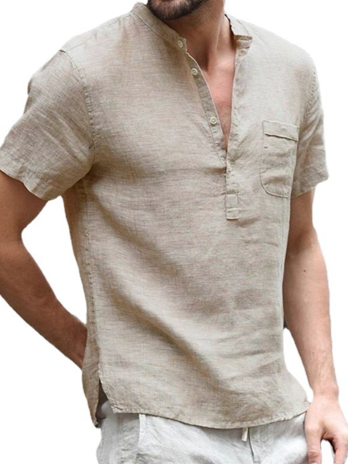 Men's Full Size Half Button Short Sleeve Polo Plus Size - Clothes For Her Online Store