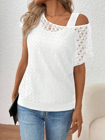 Lace Short Sleeve Fake Two Piece T-Shirt - Clothes For Her Online Store