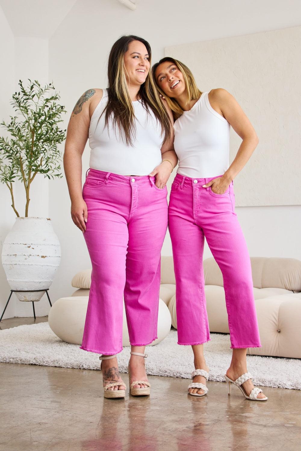 RFM Crop Chloe Full Size Tummy Control High Waist Raw Hem Jeans - Clothes For Her Online Store