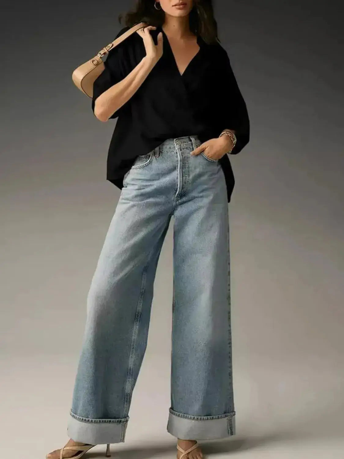 Collared Neck Half Sleeve Blouse - Clothes For Her Online Store