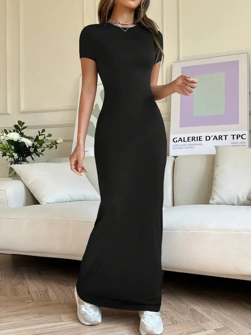 Short Sleeve Maxi Tee Dress