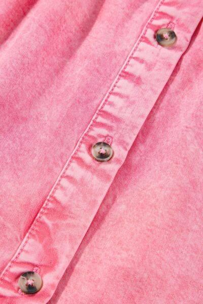 Ruffled Short Sleeve Buttoned Denim Mini Dress - Clothes For Her Online Store