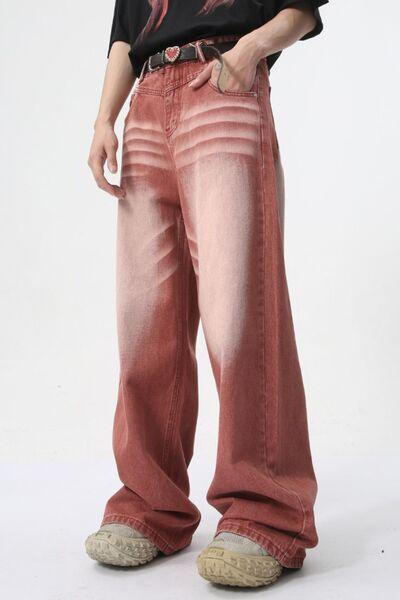 Men's Washed Wide Leg Jeans - Clothes For Her Online Store