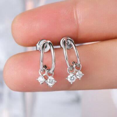 925 Sterling Silver Moissanite C-Hoop Earrings - Clothes For Her Online Store