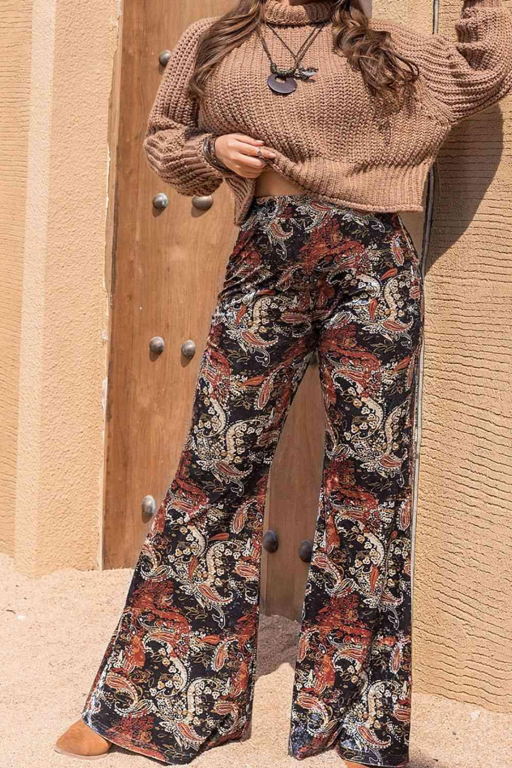Plus Size Printed Wide Leg Long Pants - Clothes For Her Online Store