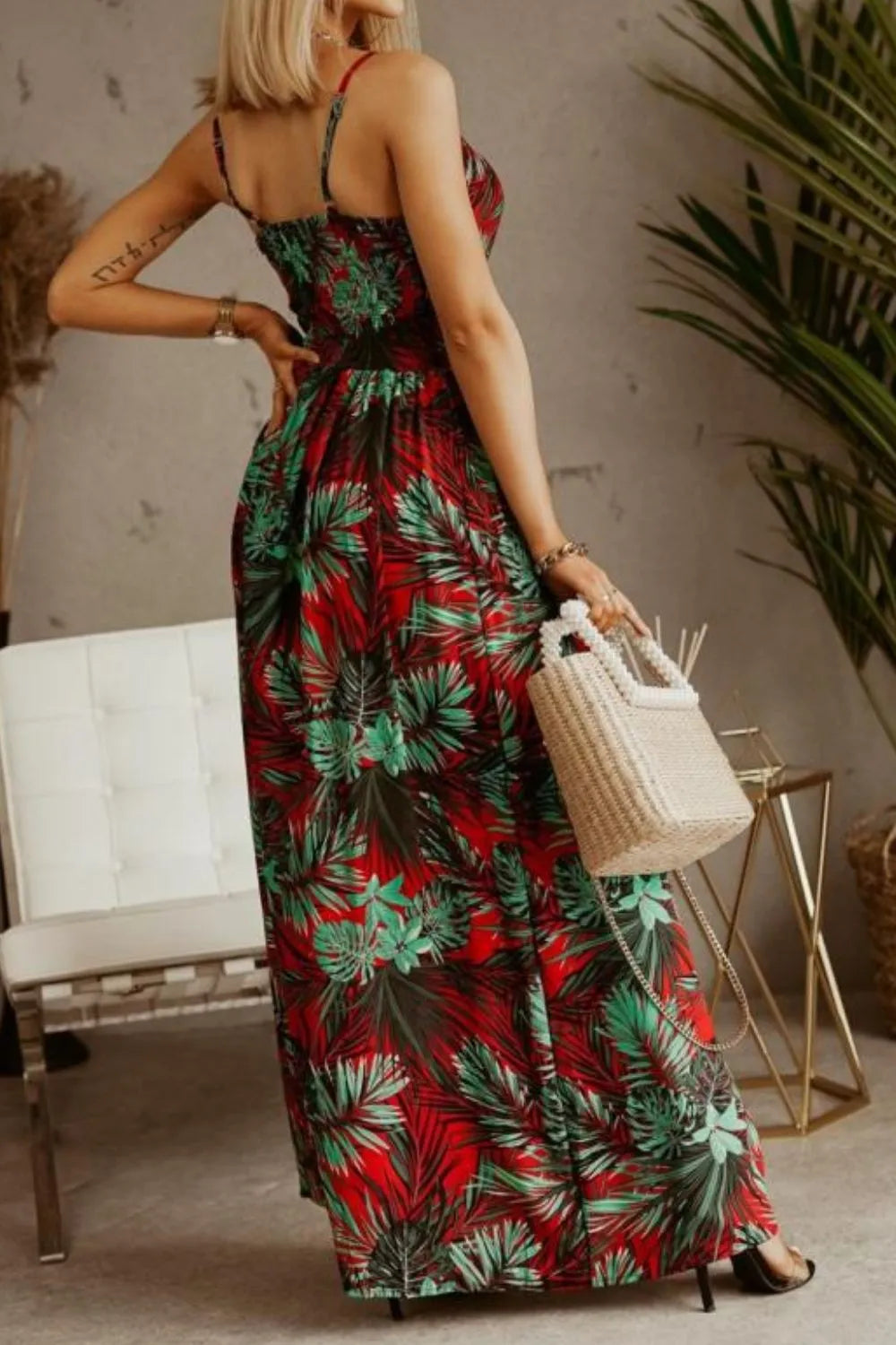 Printed Spaghetti Strap Maxi Dress