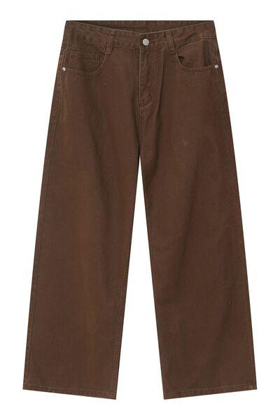 Pocketed Wide Leg Men's Jeans - Clothes For Her Online Store