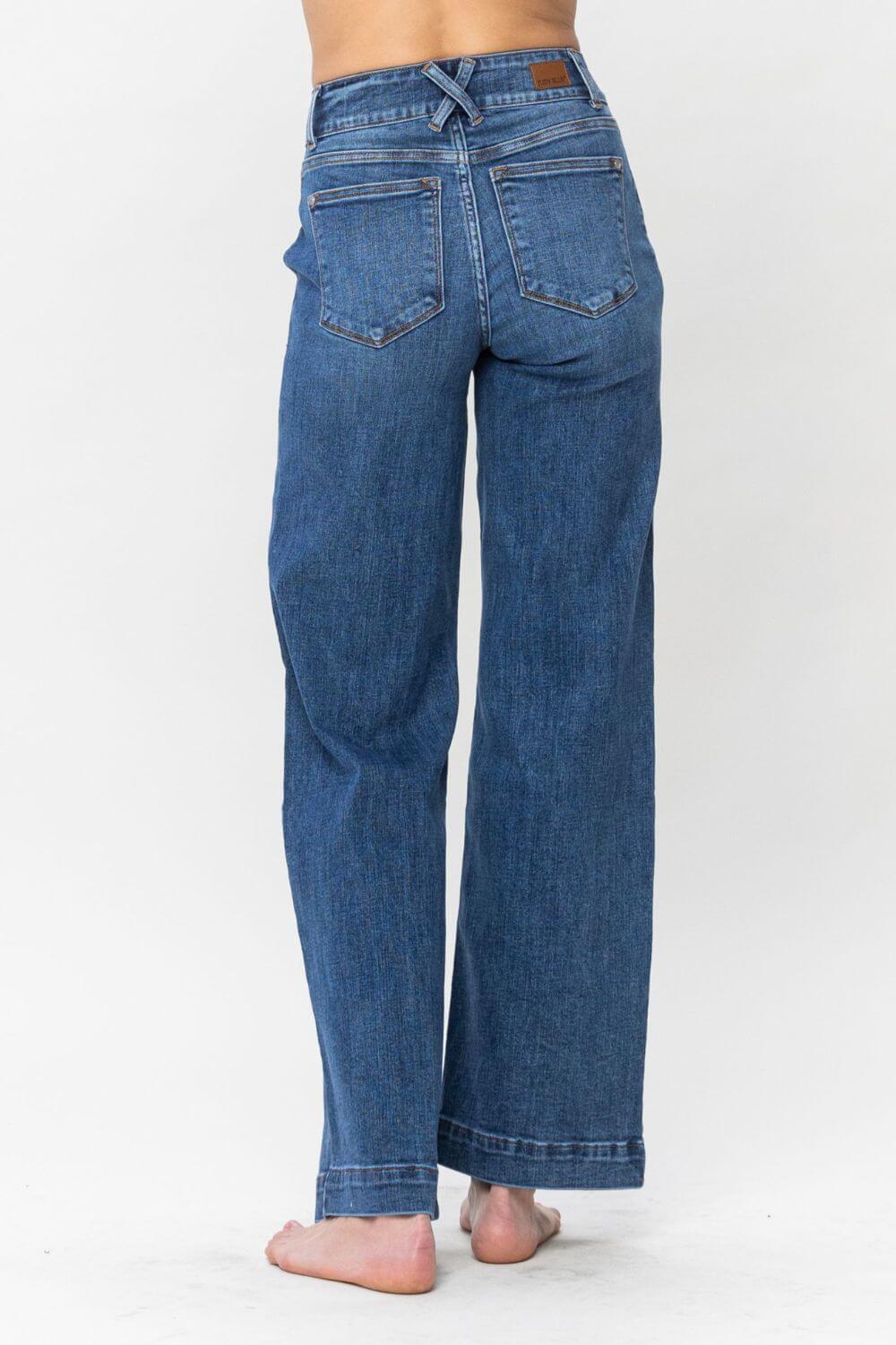 Judy Blue Full Size Double Button Wide Leg Jeans - Clothes For Her Online Store