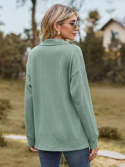 Johnny Collar Long Sleeve Top - Clothes For Her Online Store