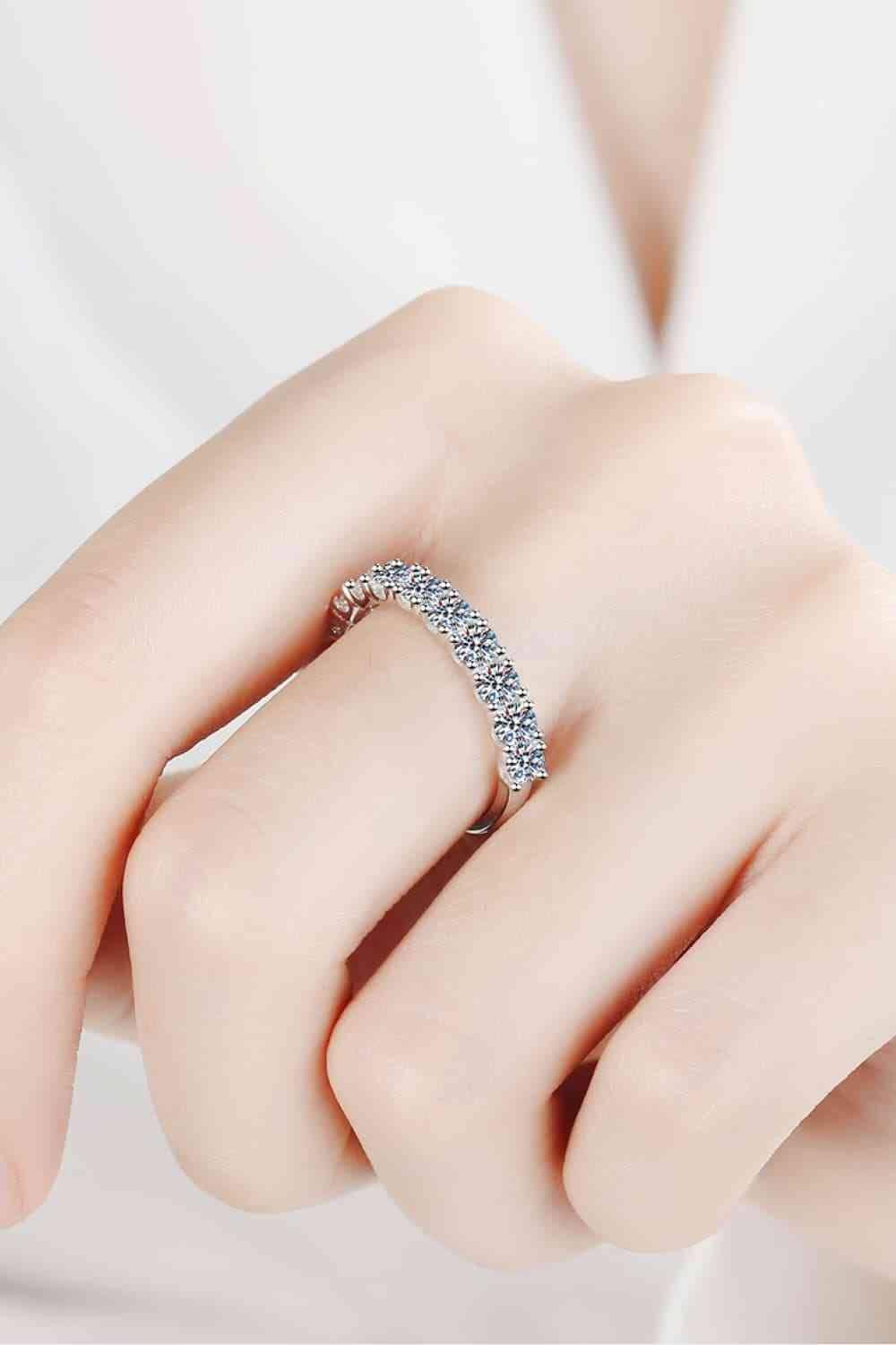 1 Carat Moissanite Half-Eternity Ring - Clothes For Her Online Store
