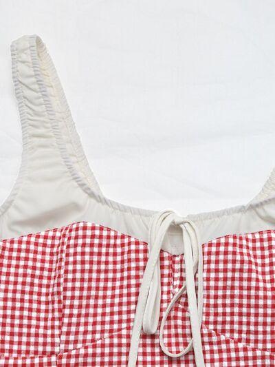 Perfee Contrast Plaid Square Neck Tank - Clothes For Her Online Store