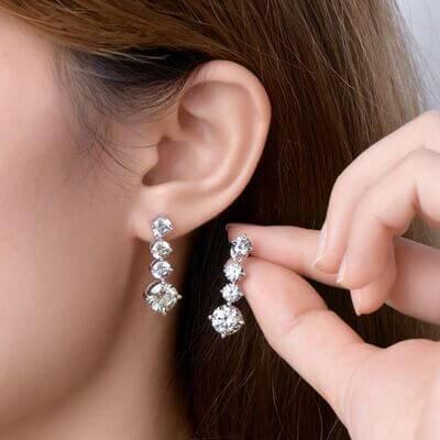 4 Carat Moissanite 925 Sterling Silver Earrings - Clothes For Her Online Store