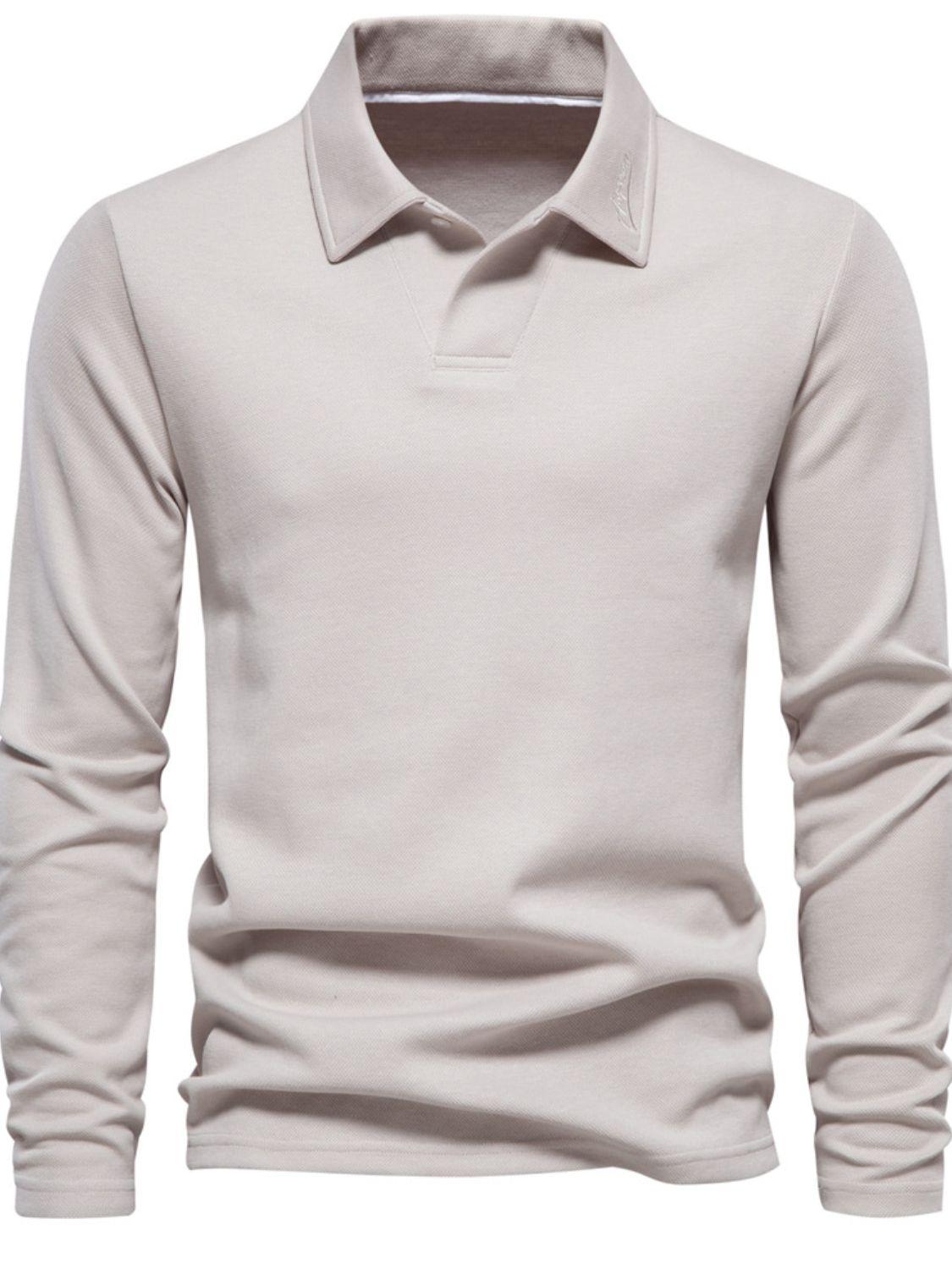 Men's Collared Neck Long Sleeve Polo - Clothes For Her Online Store