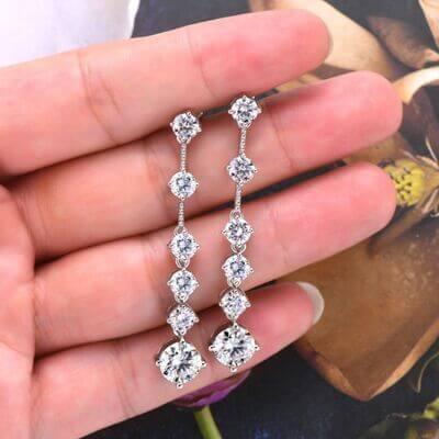4 Carat Moissanite 925 Sterling Silver Earrings - Clothes For Her Online Store