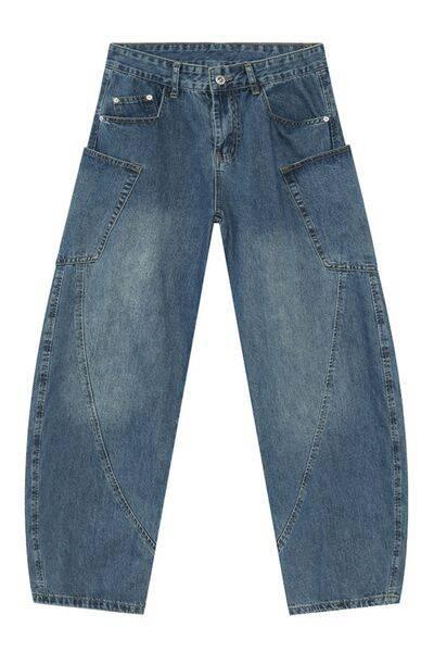 Mid Rise Waist Jeans with Pockets - Clothes For Her Online Store