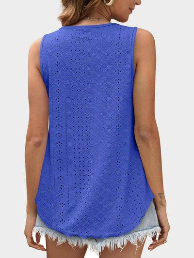 Florira Eyelet Round Neck Tank - Clothes For Her Online Store