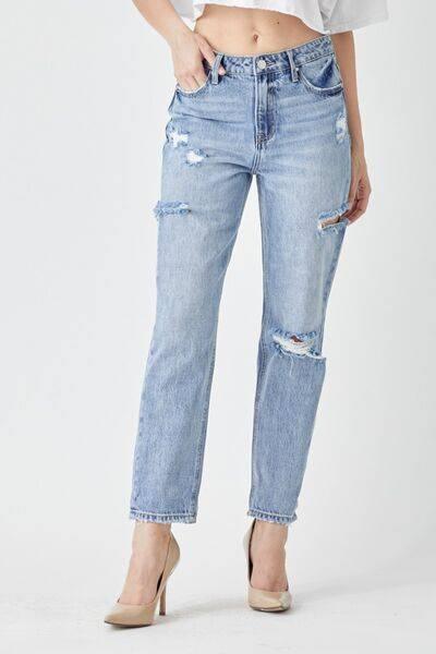 RISEN Distressed Slim Cropped Jeans - Clothes For Her Online Store