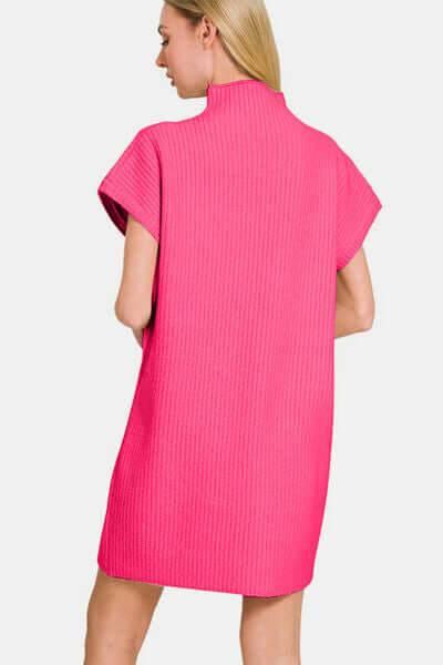 Zenana Short Sleeve Sweater Mini Dress - Clothes For Her Online Store