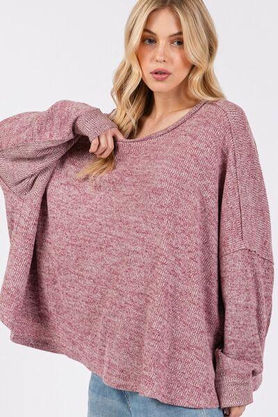 SAGE + FIG Round Neck Batwing Sleeve Oversize Top - Clothes For Her Online Store